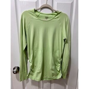 Athleta Speedlight Green Long Sleeve Textured Fitted Athletic Top Large Flawed